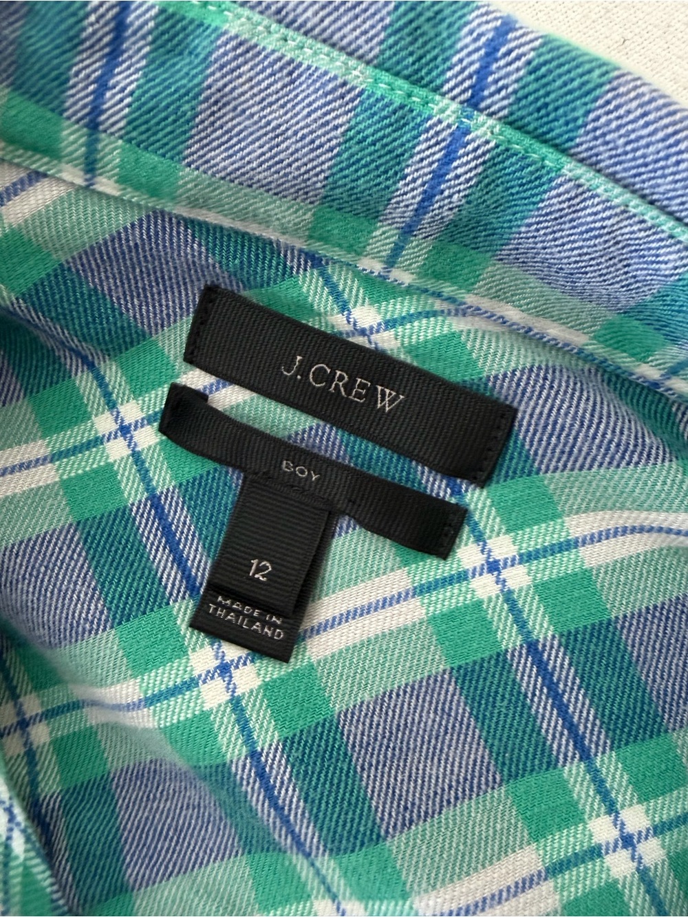 J Crew Boy shirt in green and blue plaid Size 12 - Picture 7 of 8